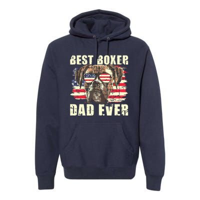 Best Boxer Dad Ever USA Flag American Dog Animal Lover Premium Hoodie