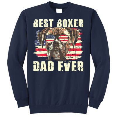 Best Boxer Dad Ever USA Flag American Dog Animal Lover Tall Sweatshirt