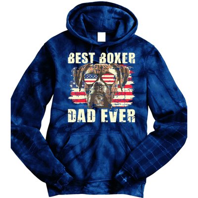 Best Boxer Dad Ever USA Flag American Dog Animal Lover Tie Dye Hoodie