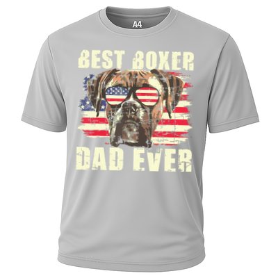 Best Boxer Dad Ever USA Flag American Dog Animal Lover Performance Shirt
