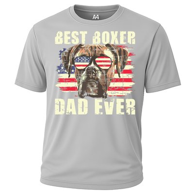 Best Boxer Dad Ever USA Flag American Dog Animal Lover Cooling Performance Crew T-Shirt