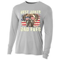 Best Boxer Dad Ever USA Flag American Dog Animal Lover Cooling Performance Long Sleeve Crew