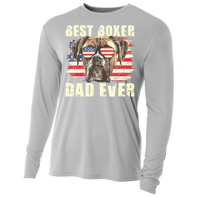 Best Boxer Dad Ever USA Flag American Dog Animal Lover Cooling Performance Long Sleeve Crew