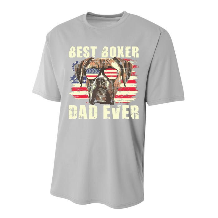 Best Boxer Dad Ever USA Flag American Dog Animal Lover Performance Sprint T-Shirt