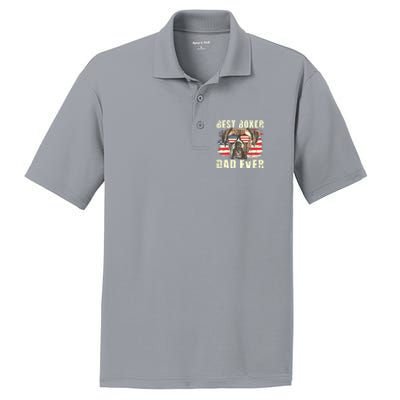 Best Boxer Dad Ever USA Flag American Dog Animal Lover PosiCharge RacerMesh Polo