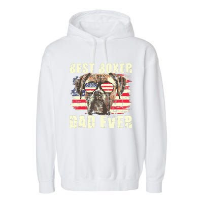 Best Boxer Dad Ever USA Flag American Dog Animal Lover Garment-Dyed Fleece Hoodie