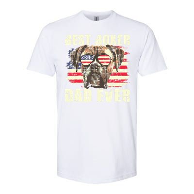 Best Boxer Dad Ever USA Flag American Dog Animal Lover Softstyle CVC T-Shirt