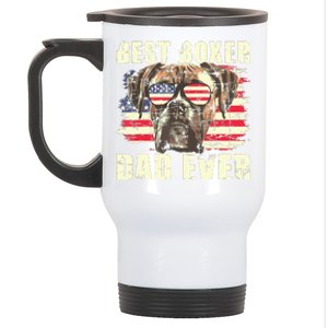 Best Boxer Dad Ever USA Flag American Dog Animal Lover Stainless Steel Travel Mug