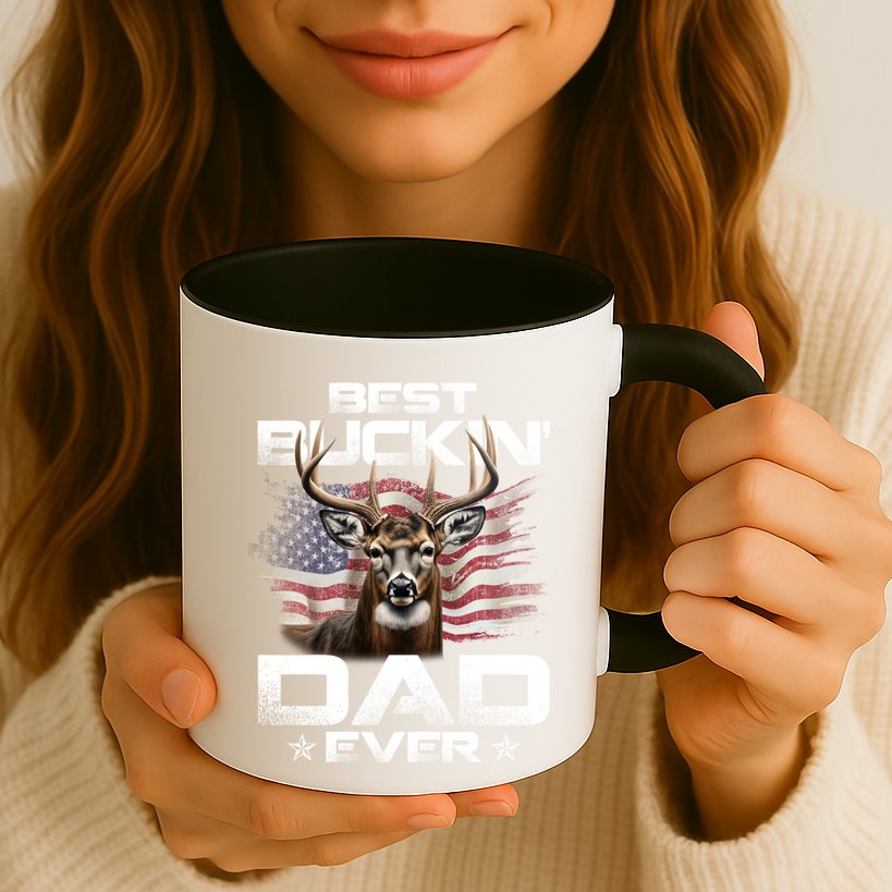 Best Buckin Dad Ever Usa Flag Deer Hunting FatherS Day Great Gift Mug