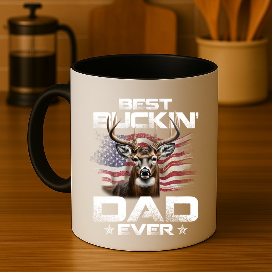 Best Buckin Dad Ever Usa Flag Deer Hunting FatherS Day Great Gift Mug