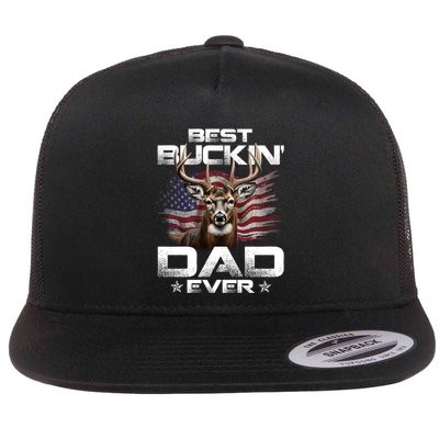 Best Buckin Dad Ever Usa Flag Deer Hunting FatherS Day Great Gift Flatbill Hat