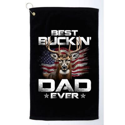 Best Buckin Dad Ever Usa Flag Deer Hunting FatherS Day Great Gift Golf Towel