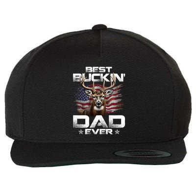 Best Buckin Dad Ever Usa Flag Deer Hunting FatherS Day Great Gift Wool Snapback Cap