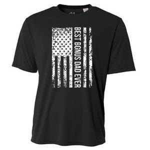 Best Bonus Dad Ever American USA Flag Fathers Day Gift Dad Cooling Performance Crew T-Shirt