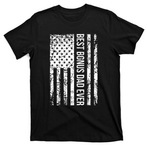 Best Bonus Dad Ever American USA Flag Fathers Day Gift Dad T-Shirt