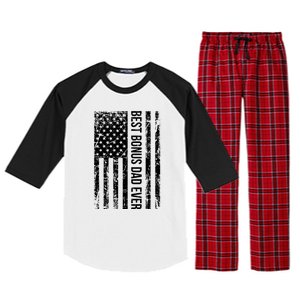 Best Bonus Dad Ever American USA Flag Fathers Day Gift Dad Raglan Sleeve Pajama Set