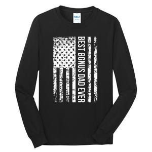 Best Bonus Dad Ever American USA Flag Fathers Day Gift Dad Tall Long Sleeve T-Shirt