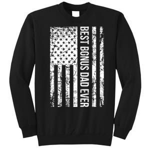 Best Bonus Dad Ever American USA Flag Fathers Day Gift Dad Tall Sweatshirt