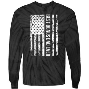 Best Bonus Dad Ever American USA Flag Fathers Day Gift Dad Tie-Dye Long Sleeve Shirt