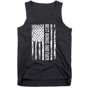 Best Bonus Dad Ever American USA Flag Fathers Day Gift Dad Tank Top