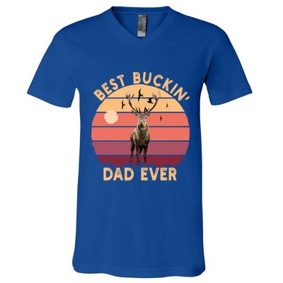 Best Buckin Dad Ever FatherS Day Deer Hunters Hunting Cool Gift V-Neck T-Shirt