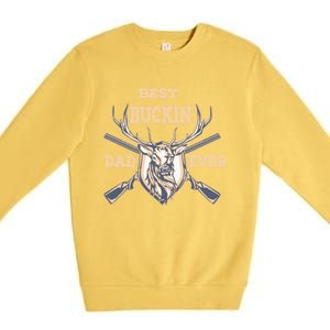 Best Buckin Dad Ever Funny Hunting Father Gift Premium Crewneck Sweatshirt