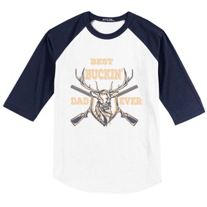 Best Buckin Dad Ever Funny Hunting Father Gift Baseball Sleeve Shirt