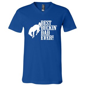 Best Buckin Dad Ever Funny For Horse Lovers Funny Gift V-Neck T-Shirt