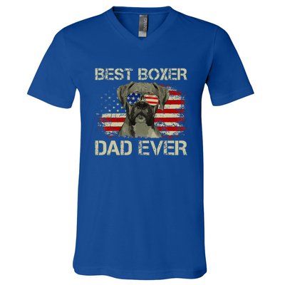 Best Boxer Dad Ever Dog Lover American V-Neck T-Shirt