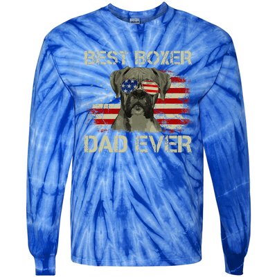 Best Boxer Dad Ever Dog Lover American Tie-Dye Long Sleeve Shirt