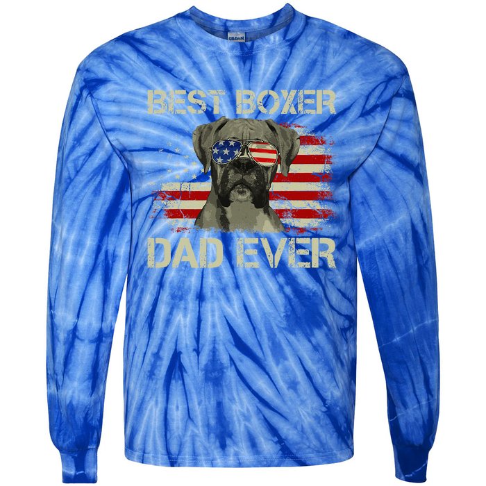 Best Boxer Dad Ever Dog Lover American Tie-Dye Long Sleeve Shirt