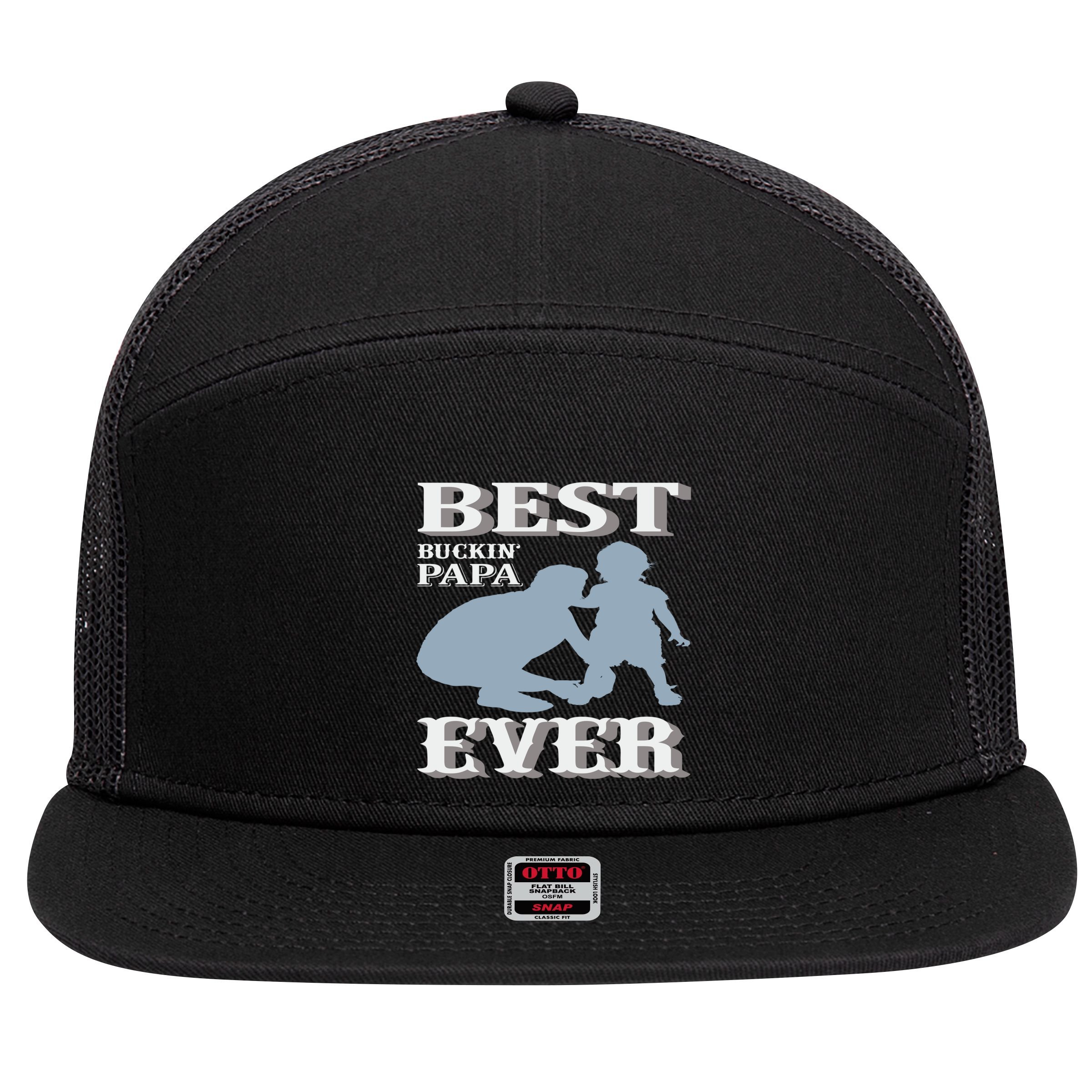 Best Buckin Dad Ever Cool Gift 7 Panel Mesh Trucker Snapback Hat