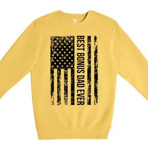 Best Bonus Dad Ever For Stepdad American Flag Dad Funny Gift Premium Crewneck Sweatshirt