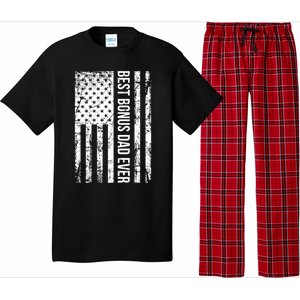 Best Bonus Dad Ever For Stepdad American Flag Dad Funny Gift Pajama Set