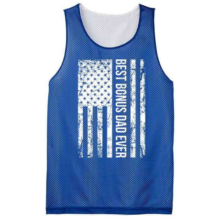 Best Bonus Dad Ever For Stepdad American Flag Dad Funny Gift Mesh Reversible Basketball Jersey Tank