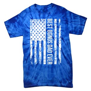 Best Bonus Dad Ever For Stepdad American Flag Dad Funny Gift Tie-Dye T-Shirt