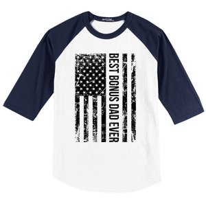 Best Bonus Dad Ever For Stepdad American Flag Dad Funny Gift Baseball Sleeve Shirt