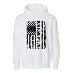 Best Bonus Dad Ever For Stepdad American Flag Dad Funny Gift Garment-Dyed Fleece Hoodie