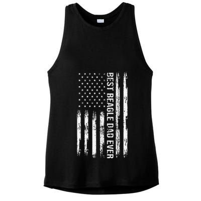 Best Beagle Dad Everdog Lover American Flag Patriotic Ladies PosiCharge Tri-Blend Wicking Tank