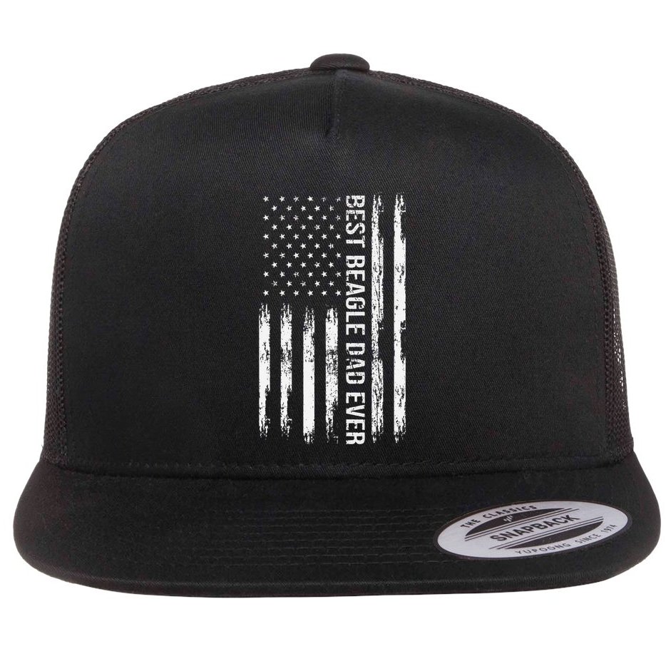 Best Beagle Dad Everdog Lover American Flag Patriotic Flat Bill Trucker Hat