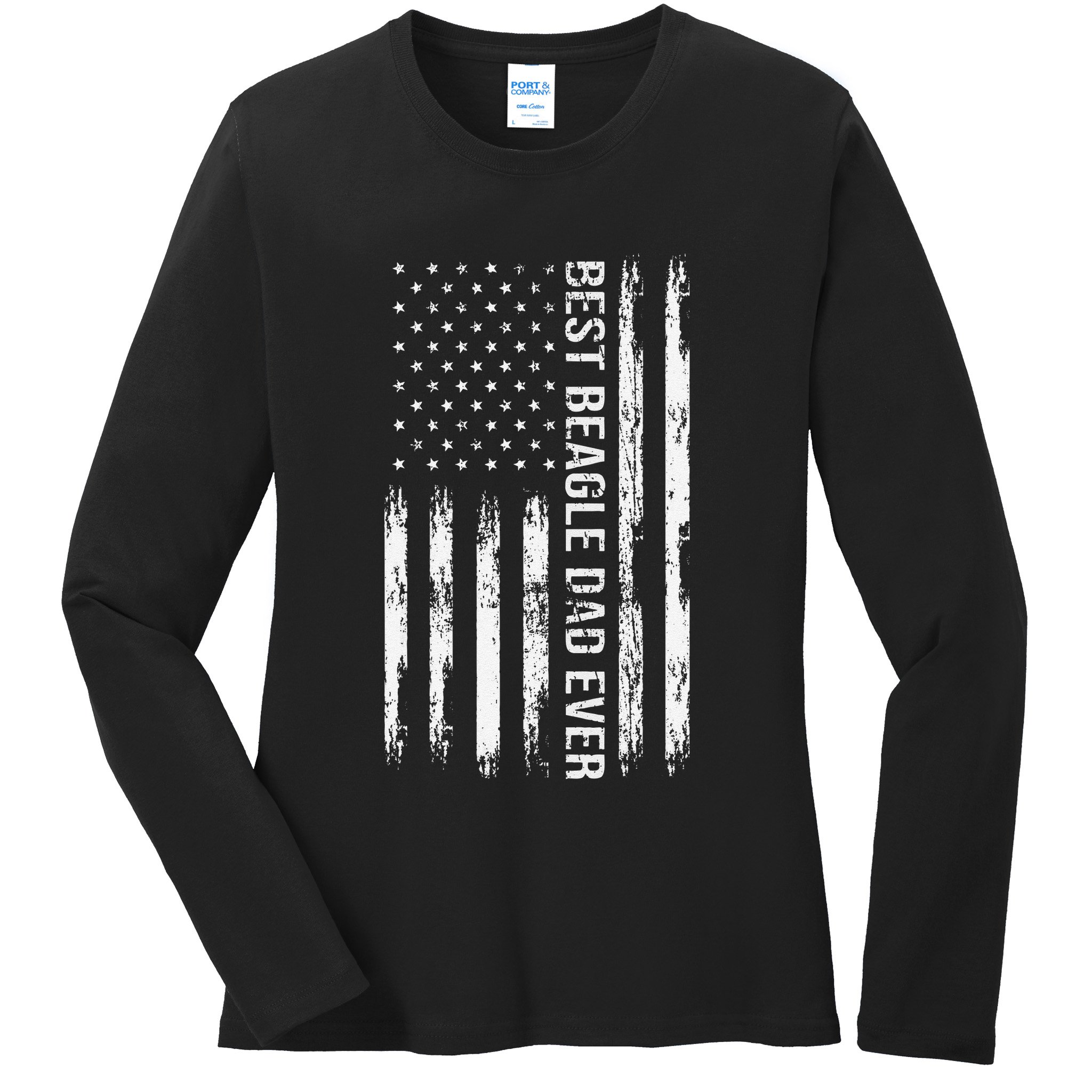 Best Beagle Dad Everdog Lover American Flag Patriotic Ladies Long Sleeve Shirt