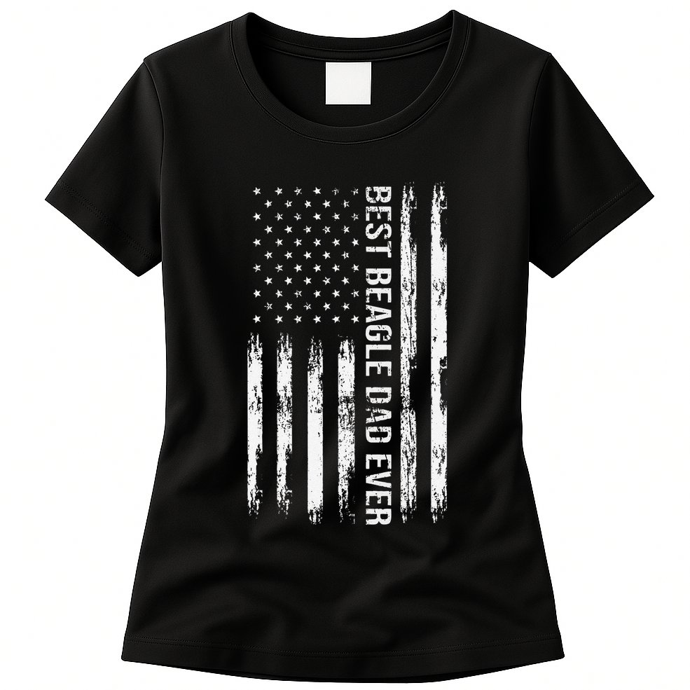 Best Beagle Dad Everdog Lover American Flag Patriotic Womens T-Shirt