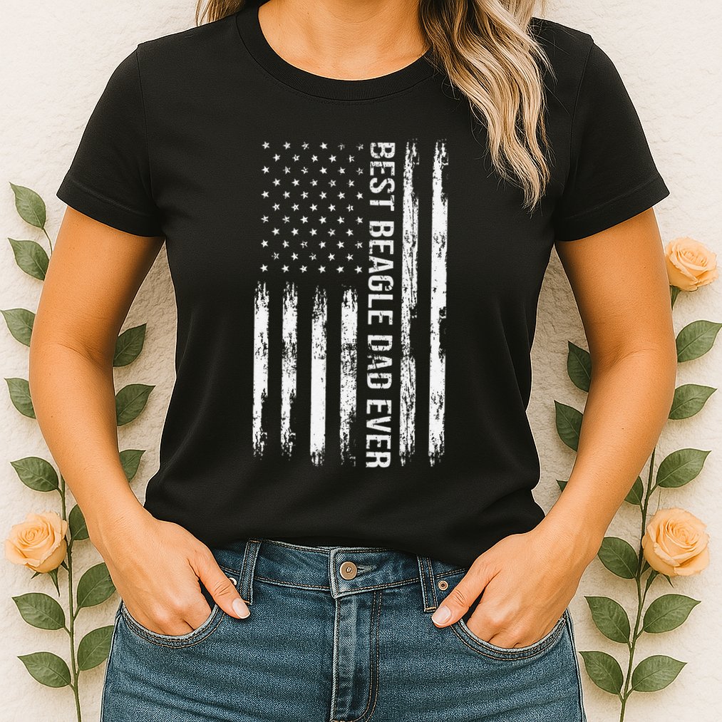 Best Beagle Dad Everdog Lover American Flag Patriotic Womens T-Shirt