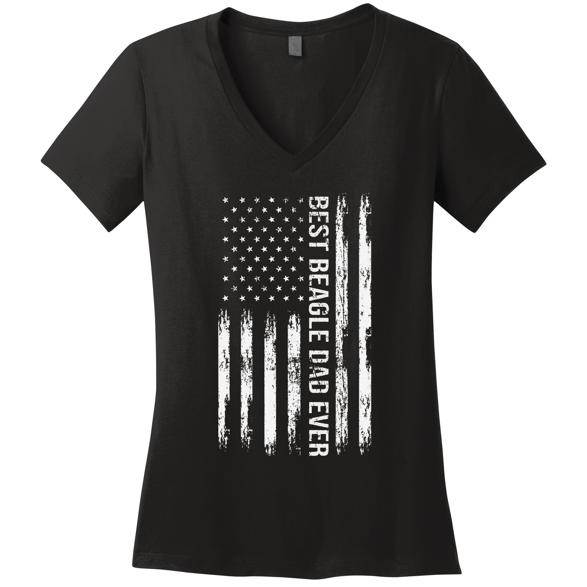 Best Beagle Dad Everdog Lover American Flag Patriotic Women's V-Neck T-Shirt