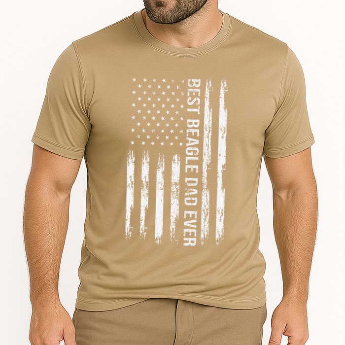 Best Beagle Dad Everdog Lover American Flag Patriotic Cooling Performance Crew T-Shirt