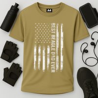 Best Beagle Dad Everdog Lover American Flag Patriotic Cooling Performance Crew T-Shirt
