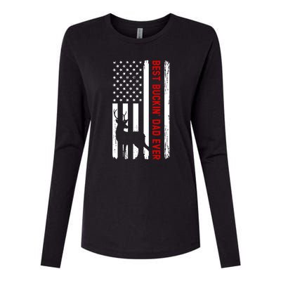 Best Bulking Dad Ever Deer American Flag Fathers Day Gift Womens Cotton Relaxed Long Sleeve T-Shirt