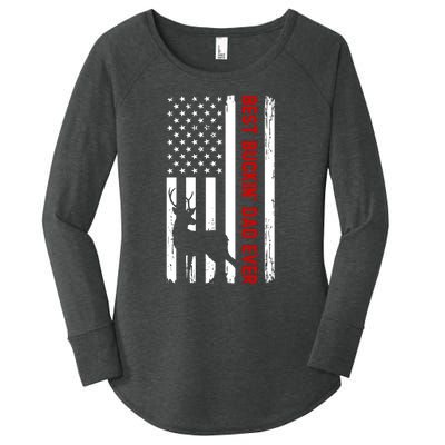 Best Bulking Dad Ever Deer American Flag Fathers Day Gift Women's Perfect Tri Tunic Long Sleeve Shirt