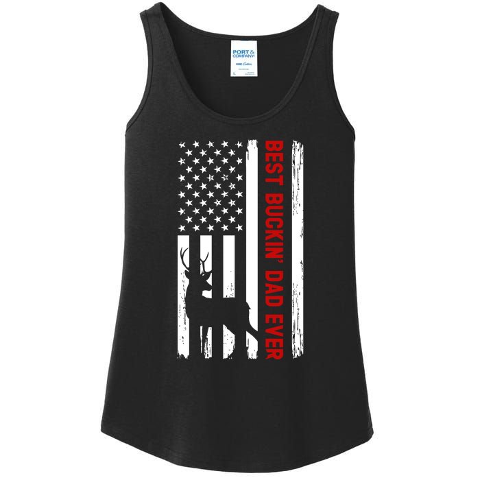 Best Bulking Dad Ever Deer American Flag Fathers Day Gift Ladies Essential Tank