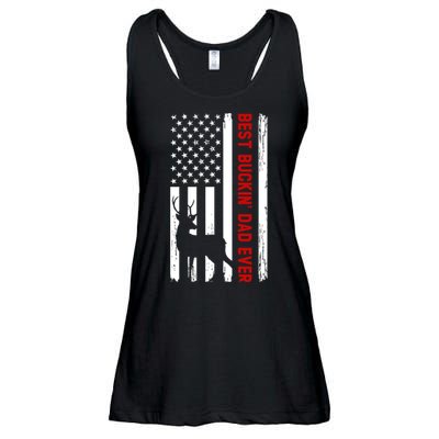 Best Bulking Dad Ever Deer American Flag Fathers Day Gift Ladies Essential Flowy Tank